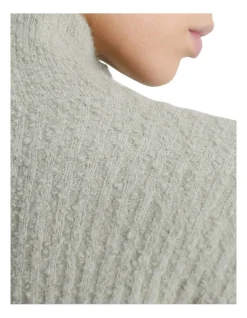 Calvin Klein Textured Slub High Neck Sweater In Grey -Calvin Klein Sales 986428810 3 720x928