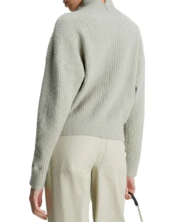 Calvin Klein Textured Slub High Neck Sweater In Grey -Calvin Klein Sales 986428810 4 720x928