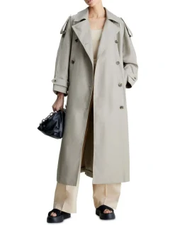Calvin Klein Oversized Trench Coat In Grey