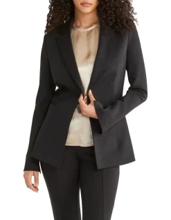 Calvin Klein Technical Knit Long Blazer In Black