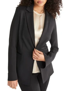 Calvin Klein Technical Knit Long Blazer In Black -Calvin Klein Sales 986428990 4 720x928