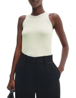 Calvin Klein Modal Rib Fitted Tank In Grey