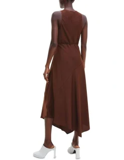 Calvin Klein Recycled Cdc Asymmetric Dress In Brown -Calvin Klein Sales 986429440 3 720x928