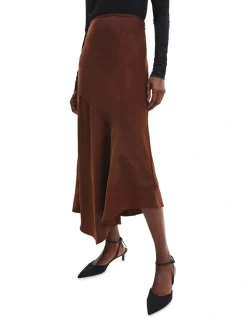 Calvin Klein Recycled Asymmetric Skirt In Brown