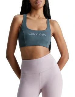 Calvin Klein Medium Support Sports Bra In Grey
