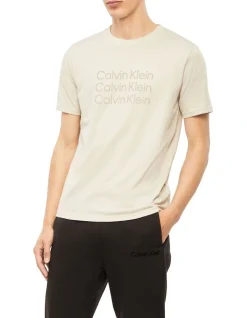 Calvin Klein Graphic Tee In Oatmeal
